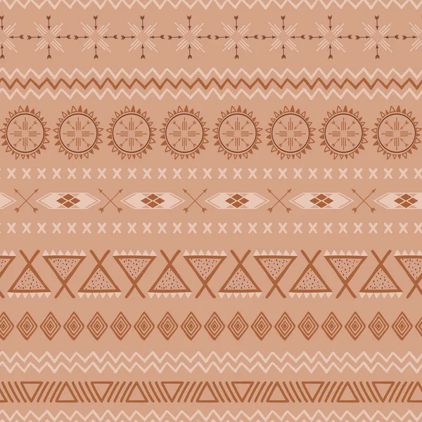 Patrón de café abstracto sin costura vector marrón étnico texturas mexicanas tribales en color caramelo — Vector de stock