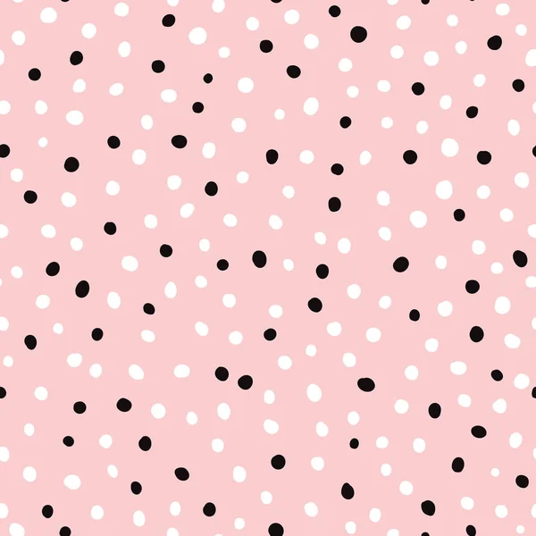 Padrão sem costura rosa bonito mão desenhada papel de parede polka dot ornamento infantil bebê chuveiro —  Vetores de Stock