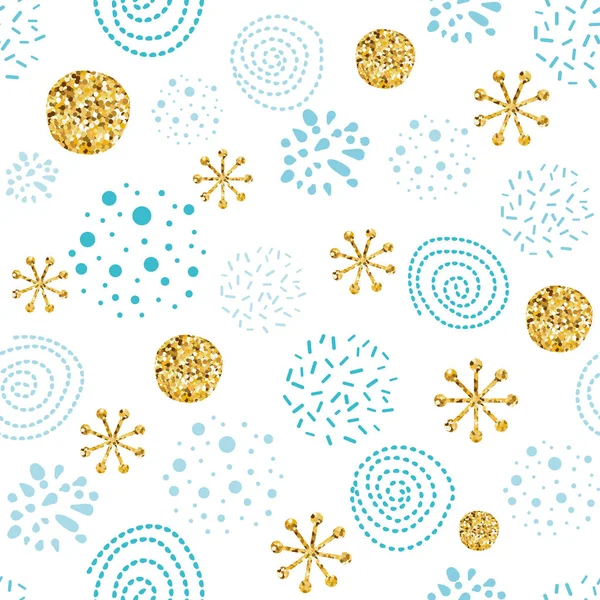 Vector Navidad patrón sin costuras brillo esbowflakes ornamento abstracto azul invierno círculo elementos fondo de pantalla nevado — Vector de stock