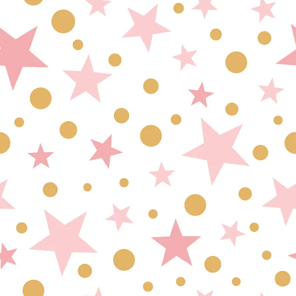 Vektor růžová bezešvé vzor zlaté hvězdy růžová podsaditý baby sprcha sladká růžová tapeta pro dítě dívka — Stockový vektor