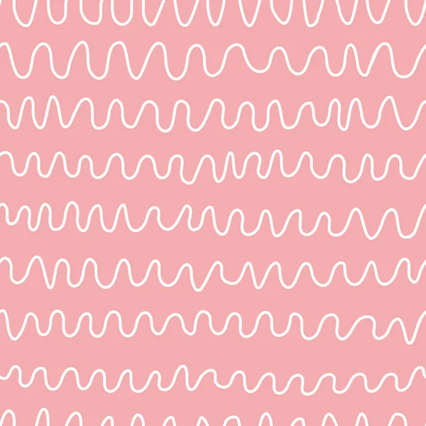 Semless mão desenhada padrão rosa com mão desenhada linhas onduladas papel de parede rosa para bebê menina estilo infantil —  Vetores de Stock