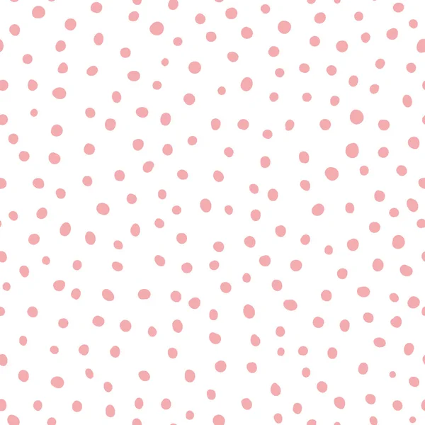 Niedliche rosa nahtlose Muster Handgezeichnete Tapete Polka Dot kindischen Ornament — Stockvektor