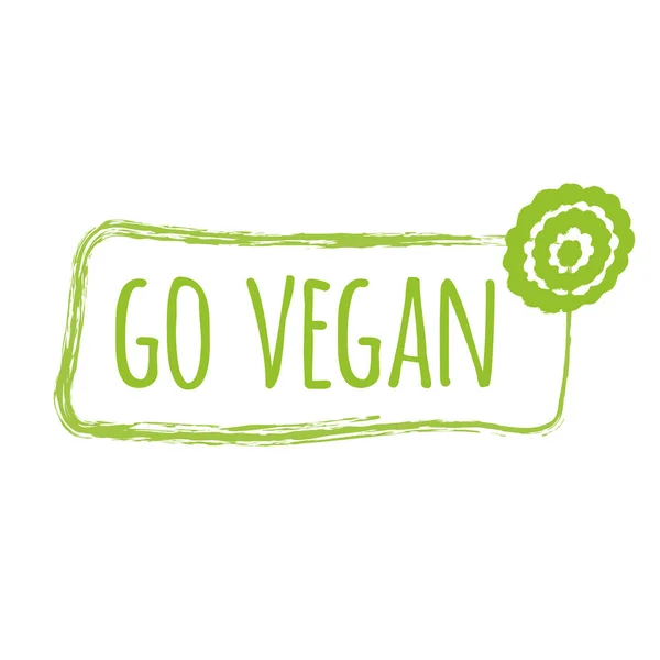 Etiqueta Ecológica Verde Con Texto Vegano Marco Dibujado Mano Verde — Vector de stock