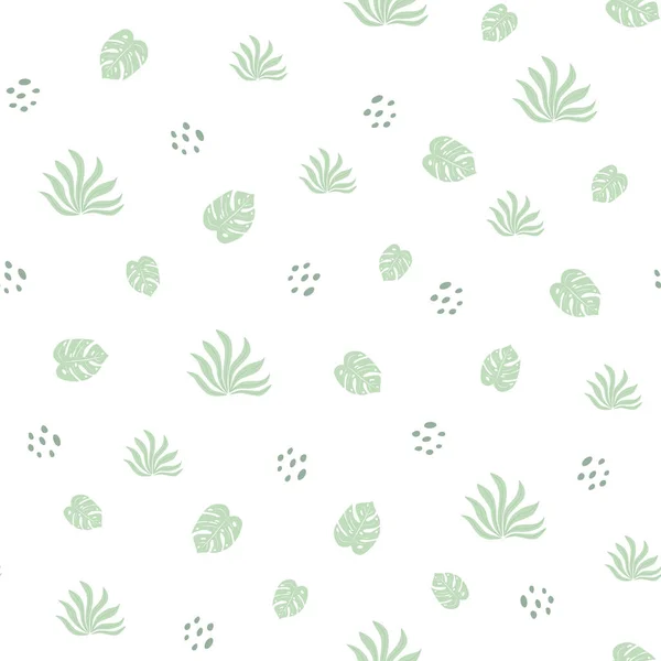 Tropikalny bezszwowy wzór zielone liście na białym tle Tropikalny ładny druk Lato Hawaje egzotyczny wzór Wektor — Wektor stockowy