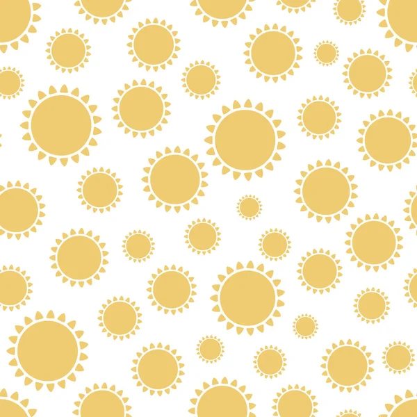 Soare fără sudură model Draguta soare galben de vară fundal Soare simboluri tapet în vector — Vector de stoc
