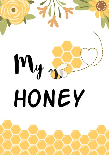 My honey. Love quotes poster Hand drawn typography poster. Baby shower. Romantic quote for valentines day card. — Stock Photo, Image