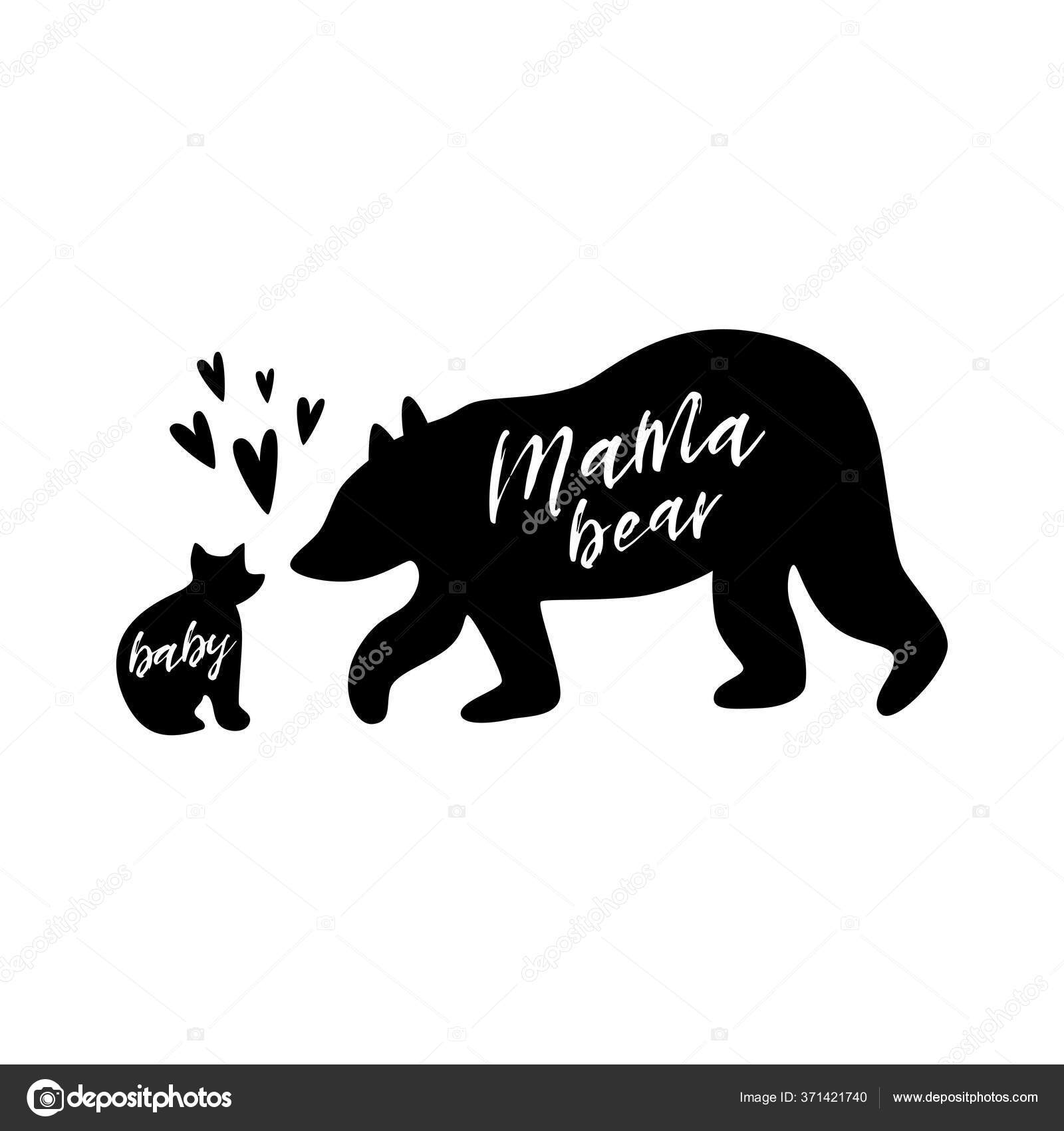 picture Silhouette Black Bear Vector https depositphotos com 371421740 stock illustration mama bear baby bear black html