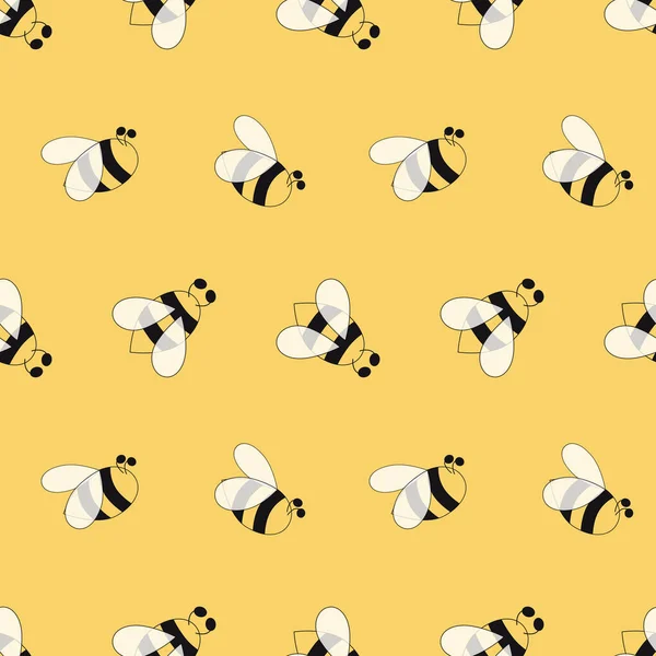 Bees seamless pattern. Yellow insects background. Decorative colored hand drawn wallpaper. Bee printable design. Hand drawn overlapping background, beekeeping. Design illustration. Simple yellow paper