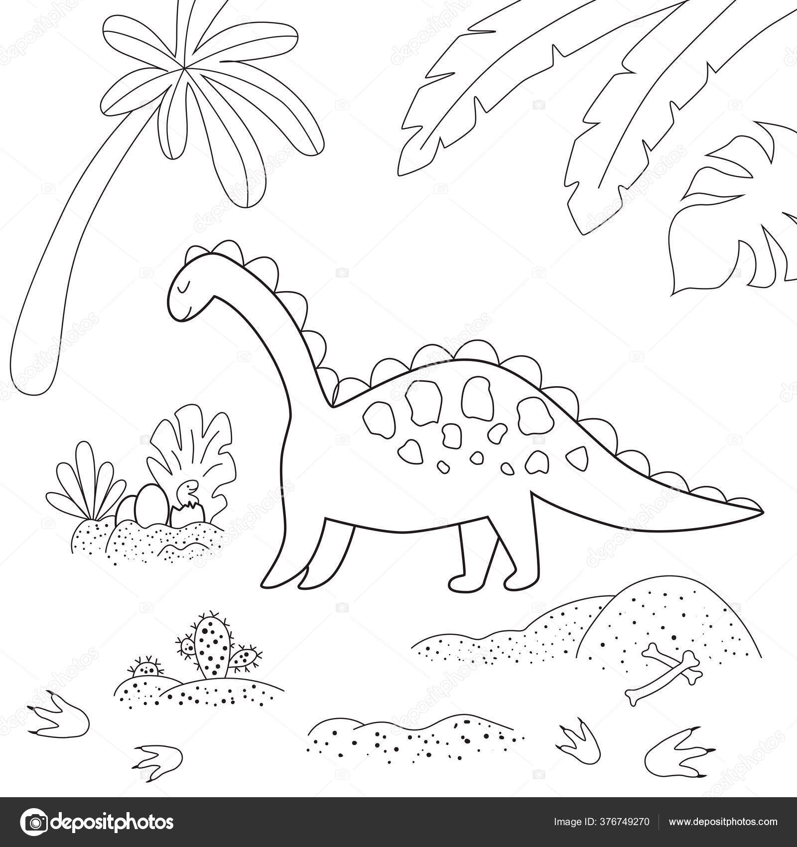 Dino Bonito. Desenhos Animados Bebê Dinossauro Stegosaurus Dragão