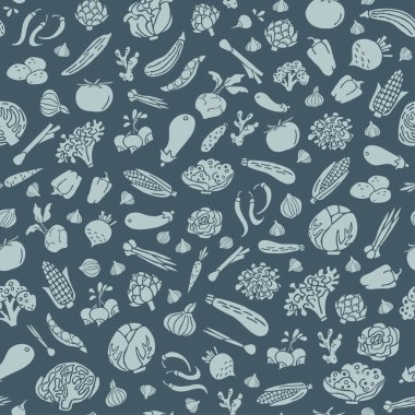 Elle çizilmiş sebze düz stilde Dikişsiz desen vektör