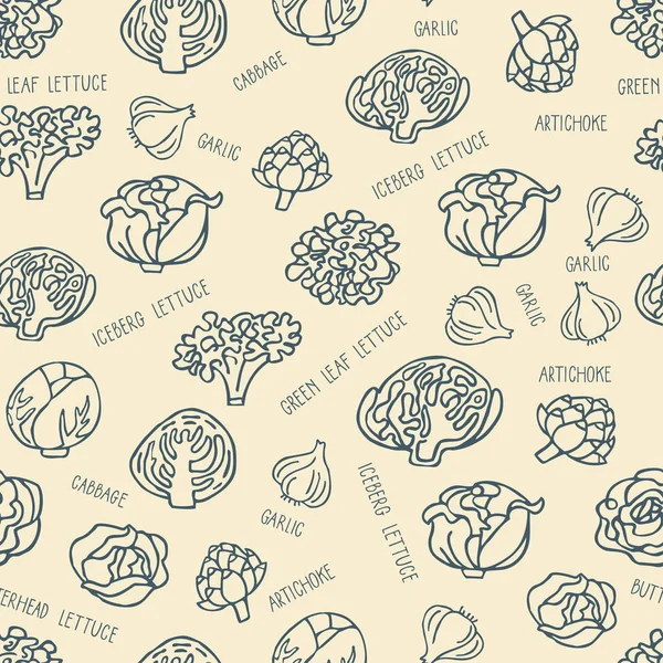 Patrón sin costura con verduras dibujadas a mano — Archivo Imágenes Vectoriales