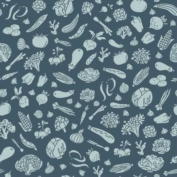 Elle çizilmiş sebze düz stilde Dikişsiz desen vektör