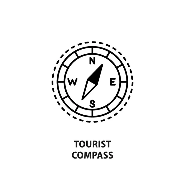与旅游指南针上白色孤立的矢量标志 — 图库矢量图片