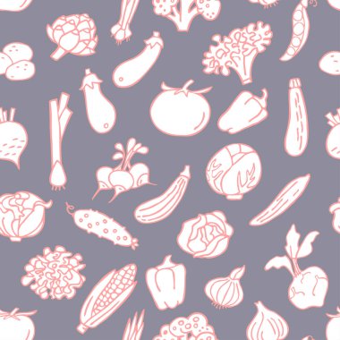 El ile Seamless Modeli sebze çizilmiş. Mükemmel organik foo