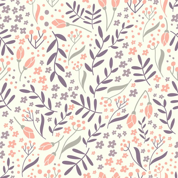 Seamless floral pattern with hand drawn elements — Stock Vector