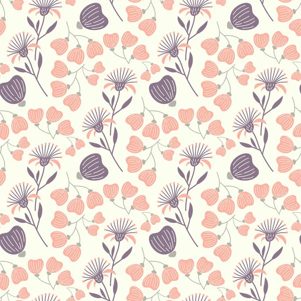 Patrón floral sin costuras con elementos dibujados a mano — Vector de stock