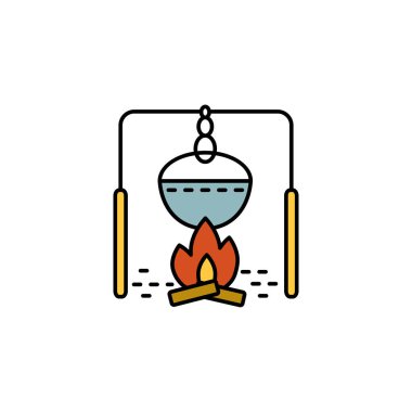 Vektör logosu beyaz izole turist su ısıtıcısı ile