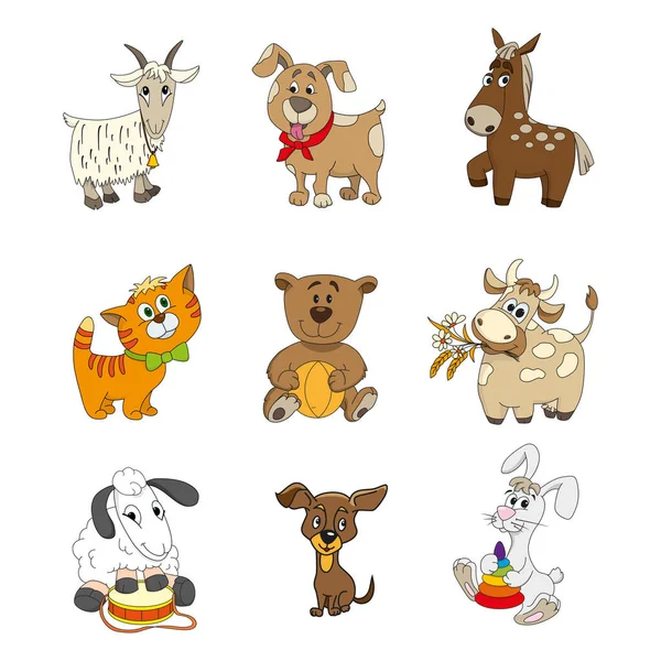 Conjunto de personagem animal bonito desenhos animados —  Vetores de Stock