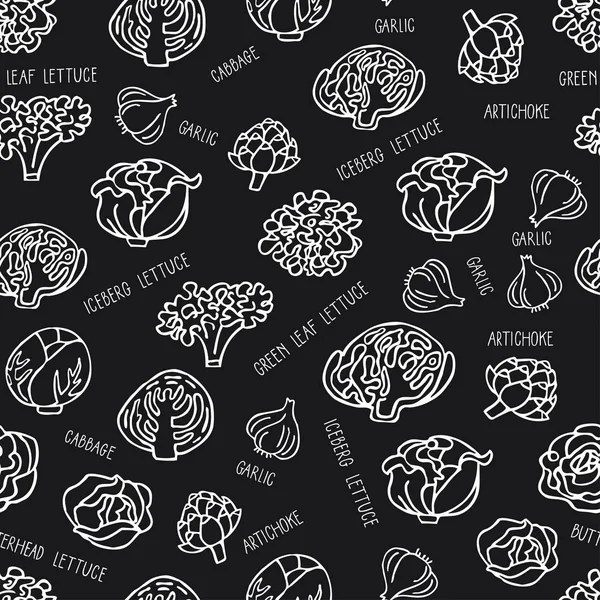 Seamless pattern with hand drawn vegetables — Stock Vector