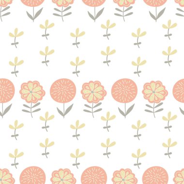 Elle çizilmiş çiçek elementleriyle kusursuz vektör deseni