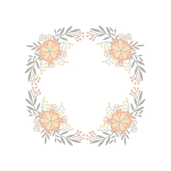 Векторний вінок з намальованими руками квітковими елементами — стоковий вектор