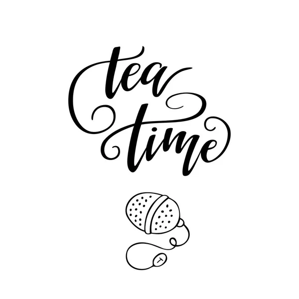 Рукописная фраза "Время чая" " — стоковый вектор