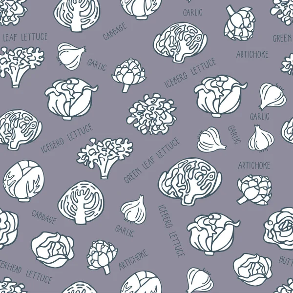 Seamless pattern with hand drawn vegetables — Stock Vector