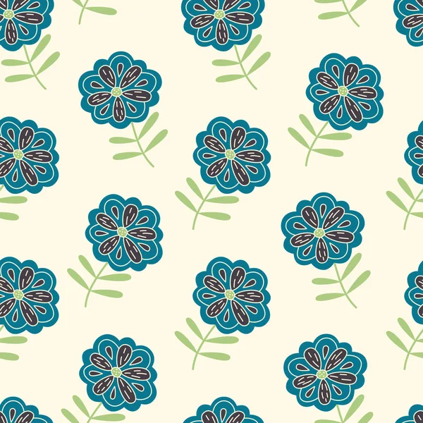 Motif sans couture vectoriel avec des éléments floraux dessinés à la main — Image vectorielle