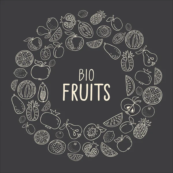 Illustration vectorielle avec fruits dessinés à la main — Image vectorielle