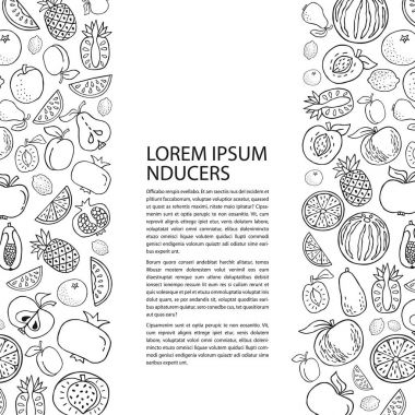 Meyve poster şablonu el ile çizilmiş