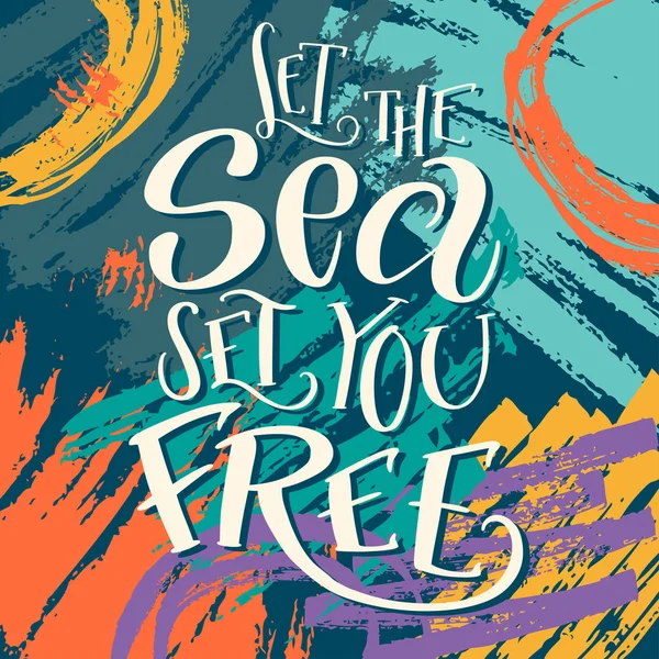 Composição de letras escova de "Deixe o mar libertá-lo " — Vetor de Stock