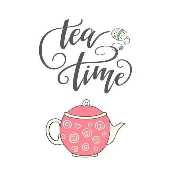 Рукописная фраза "Время чая" " — стоковый вектор