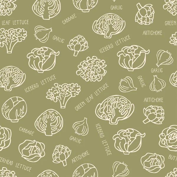 无缝模式与手工绘制的蔬菜 — 图库矢量图片