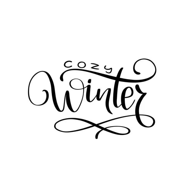 Frase de letras dibujadas a mano "Acogedor invierno " — Archivo Imágenes Vectoriales
