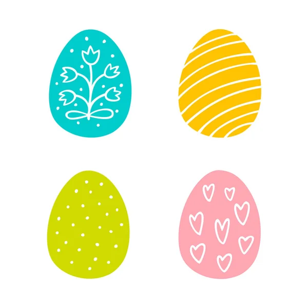 Oeufs de Pâques colorés icône dessinée à la main dans le style doodle — Image vectorielle