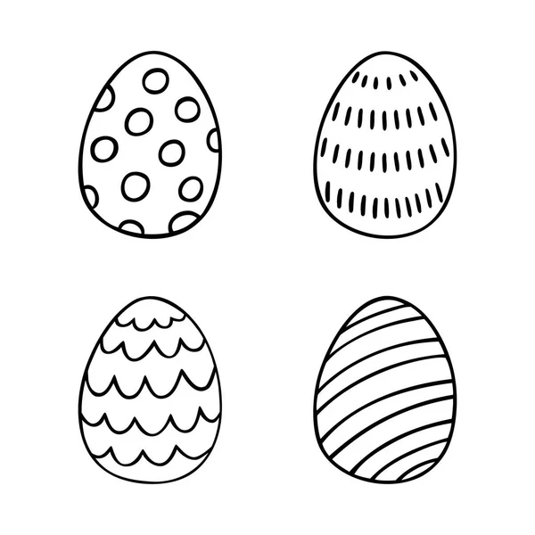 Hand getekend paaseieren instellenin lijnstijl — Stockvector