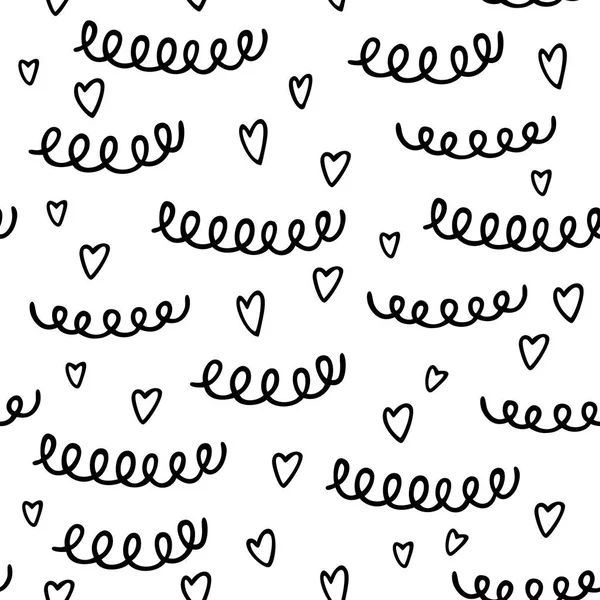Seamless pattern with hand drawn heart and abstract element — Stock Vector