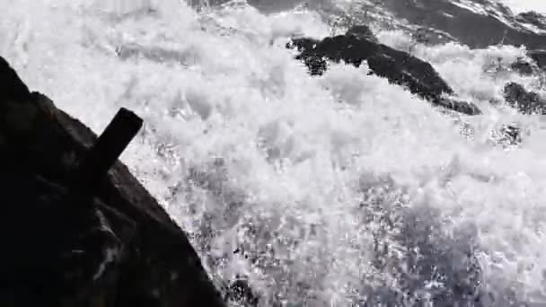 Wasserfall am Gebirgsfluss im Sommer — Stockvideo