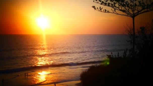 Orange solnedgången över havet — Stockvideo