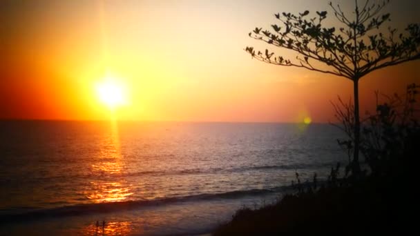 Coucher de soleil orange au-dessus de l'océan — Video