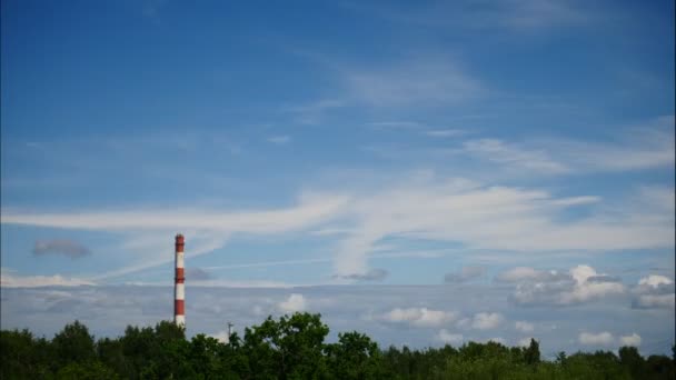 Sunset Time Lapse Sky and moving clouds Power Plant Latvia 4K — Stock Video