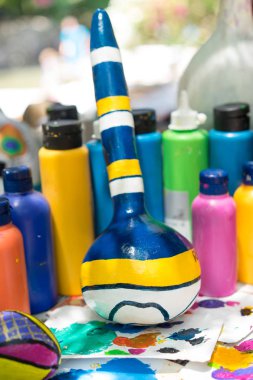 Antalya, Türkiye - 25 Haziran 2017: Oryantal Türk lambalar kabak el yapımı