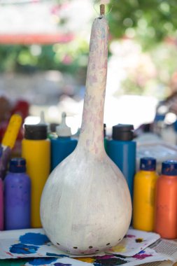 Antalya, Türkiye - 25 Haziran 2017: Oryantal Türk lambalar kabak el yapımı