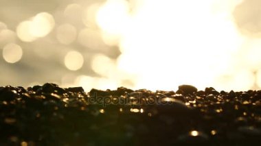 Gündoğumu taş ve kum plaj Türkiye yansımasıdır