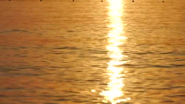 Weerspiegeling van de zonsopgang op de zee golven Turkije — Stockvideo