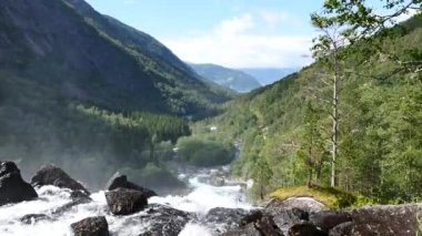 Yaz aylarında nehir dağ, şelale