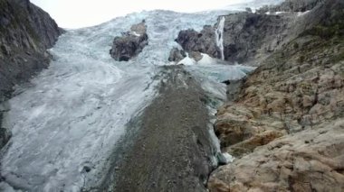 Mavi buz buzul açık. Buer buzul, Norveç dron görünümünden hava üzerinden