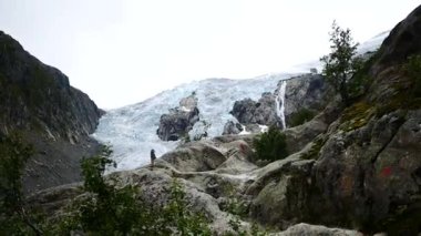 Mavi buz buzul açık. Buer buzul, Norveç.