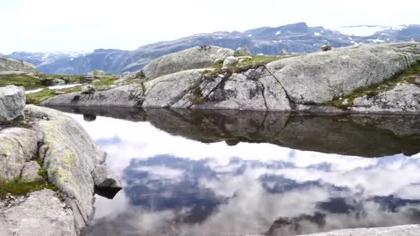 View near Trolltunga to Fjord and water — Stock Video