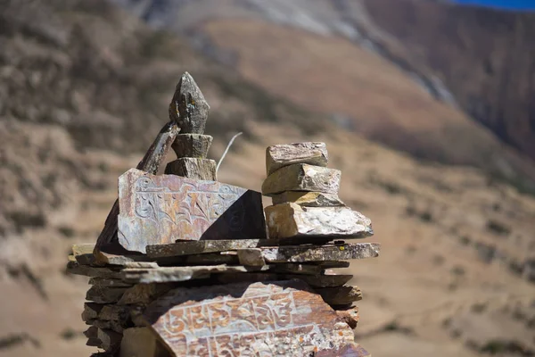 stock image Stone with tibetian mantras Tibet sanscrit